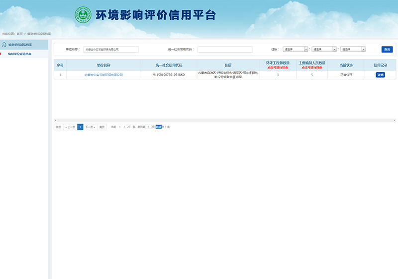 環(huán)境影響評價(jià)編制單位誠信檔案